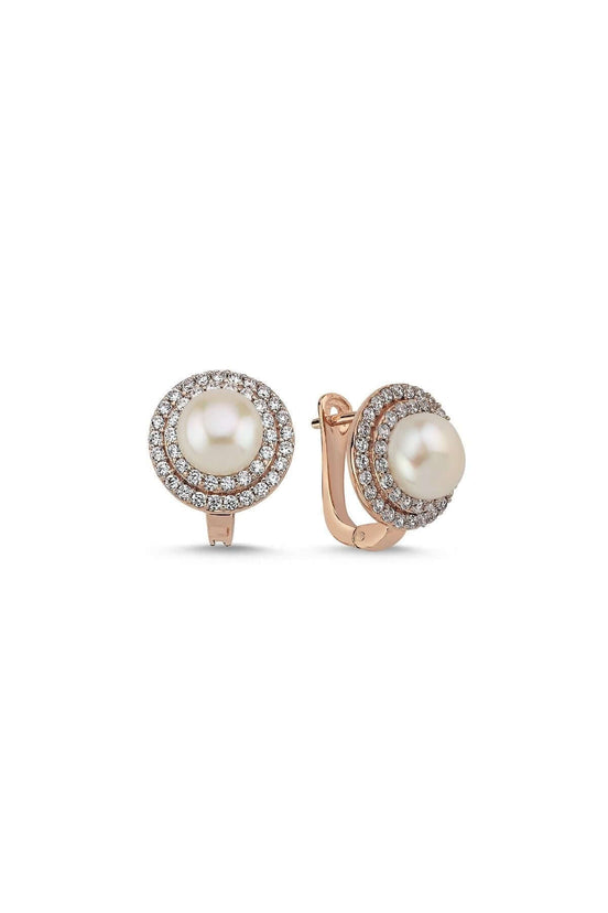 Natural Pearl Zircon Stone Earring