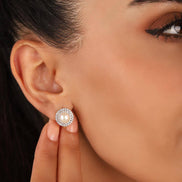 Natural Pearl Zircon Stone Earring