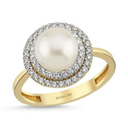 Natural Pearl Zircon Stone Ring