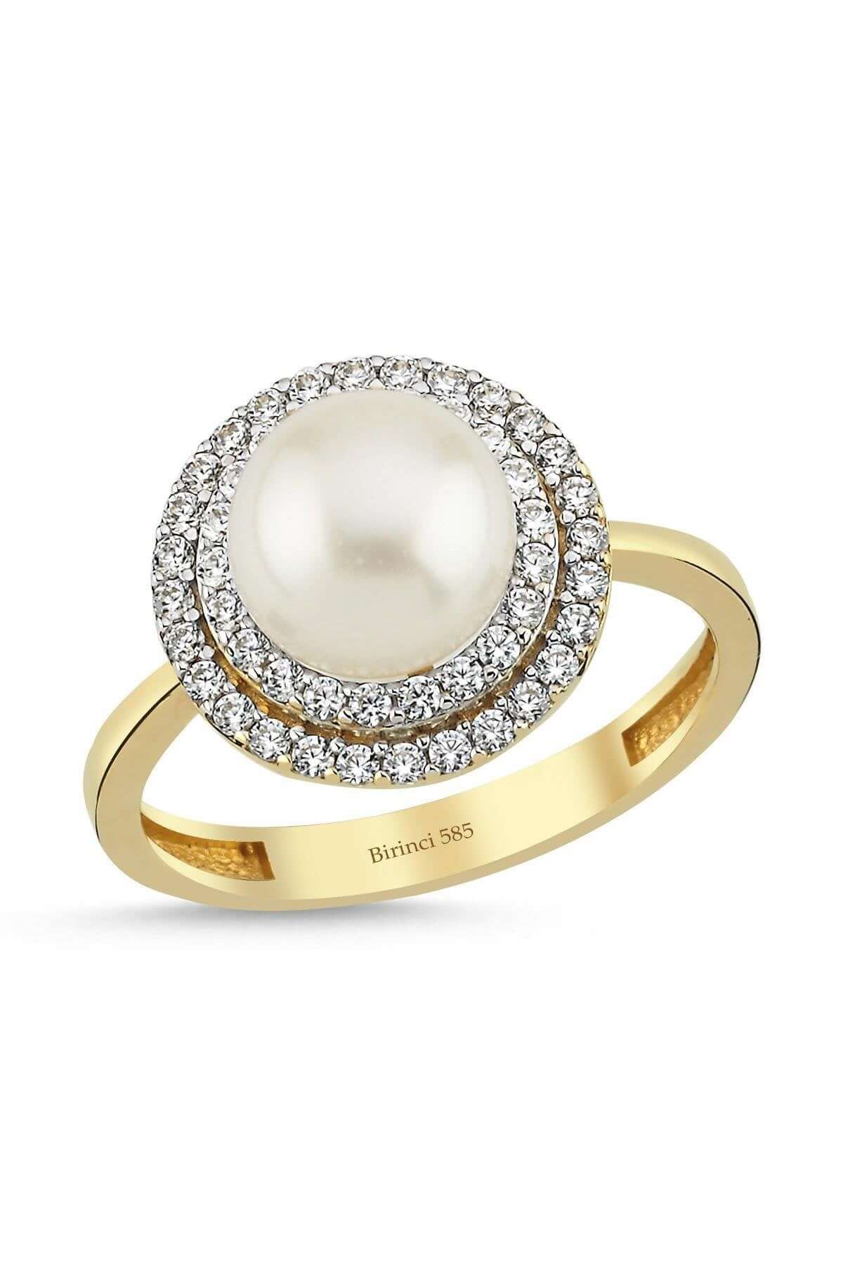 Natural Pearl Zircon Stone Ring