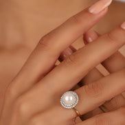 Natural Pearl Zircon Stone Ring