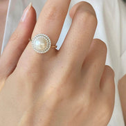 Natural Pearl Zircon Stone Ring