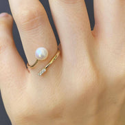 Natural Pearl Sarmal Zircon Stone Ring