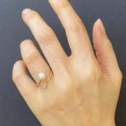 Natural Pearl Sarmal Zircon Stone Ring