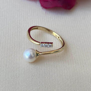 Natural Pearl Sarmal Zircon Stone Ring