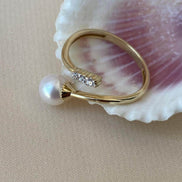 Natural Pearl Sarmal Zircon Stone Ring