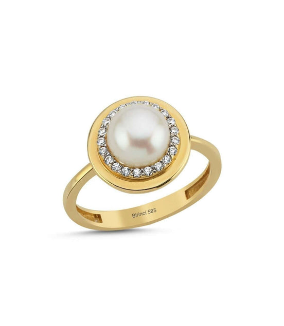 Doğal İncili Zirkon Taşlı Yüzük | | Birinci1926