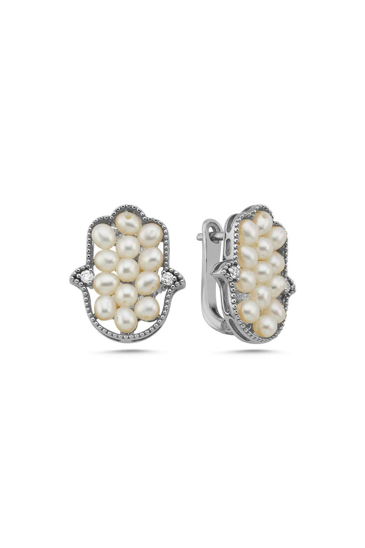 Fatma Elli Natural Pearl 0,18 Karat Diamond Earring