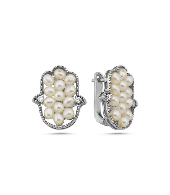 Fatma Elli Natural Pearl 0,18 Karat Diamond Earring