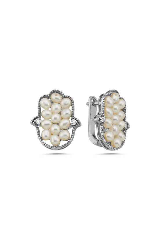 Fatma Elli Natural Pearl 0,18 Karat Diamond Earring