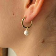 Large Cyclic Dangling Natural Pearl Earring