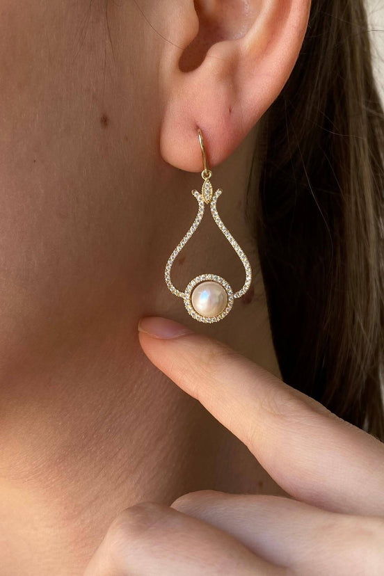 Lale Taşlı Doğal İnci Küpe | | Birinci1926