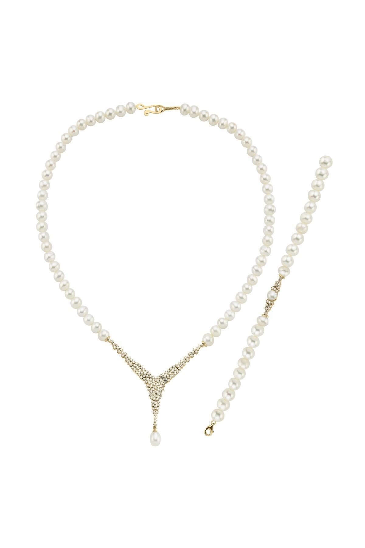 Doğal İnci Kolye Bileklik İkili Set | | Birinci1926