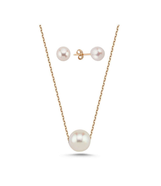 Tekli Doğal İnci Küpe Kolye İkili Set | | Birinci1926