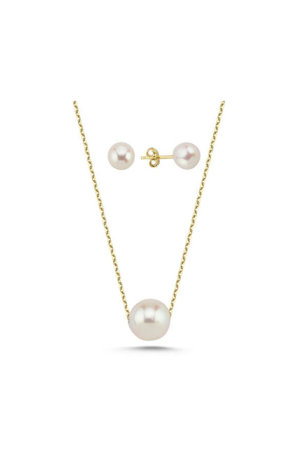 Tekli Doğal İnci Küpe Kolye İkili Set | | Birinci1926