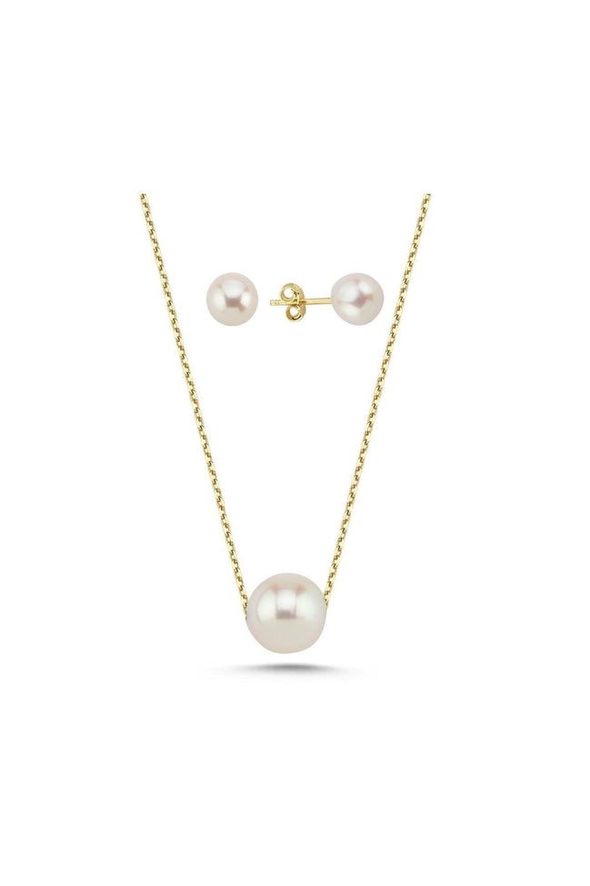 Tekli Doğal İnci Küpe Kolye İkili Set | | Birinci1926