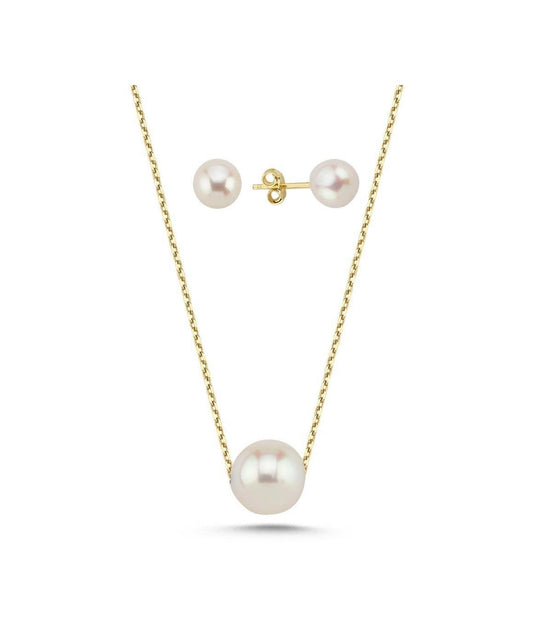 Tekli Doğal İnci Küpe Kolye İkili Set | | Birinci1926