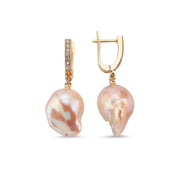 Peach Color Baroque Pearl Earring