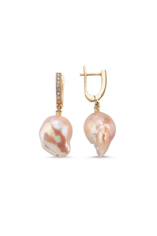 Peach Color Baroque Pearl Earring