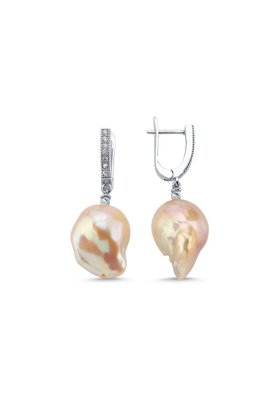 Peach Color Baroque Pearl Earring