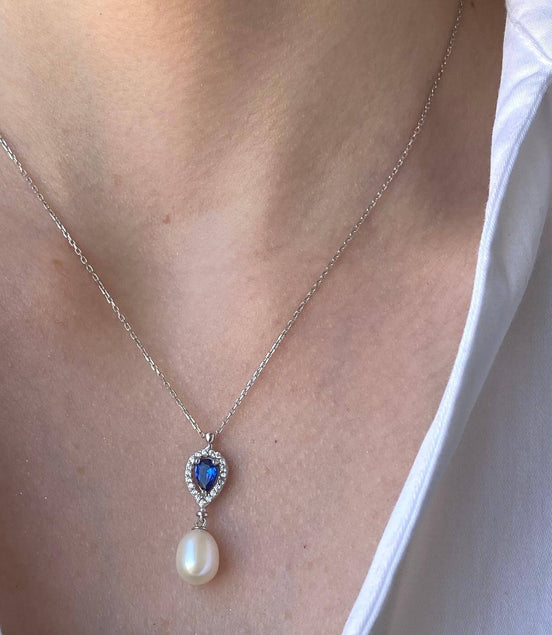 Damla Safir İnci Sallantı Kolye | | Birinci1926