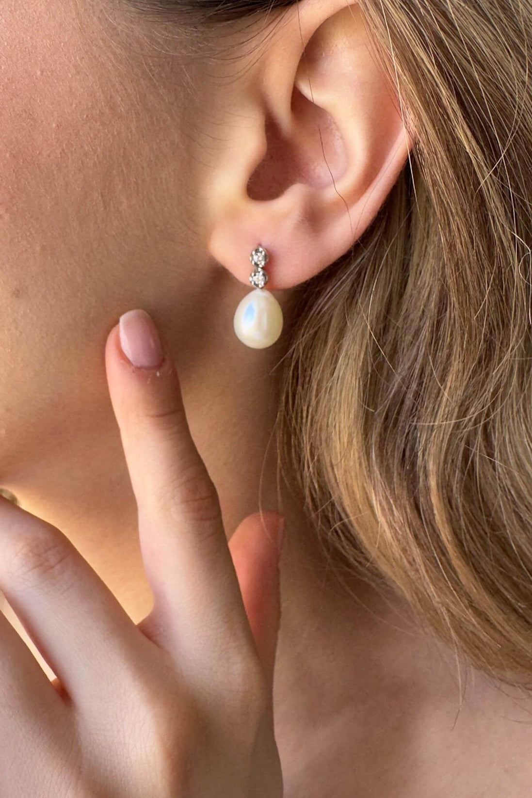 Damla Doğal İnci 0,20 Ct Pırlanta Küpe | | Birinci1926