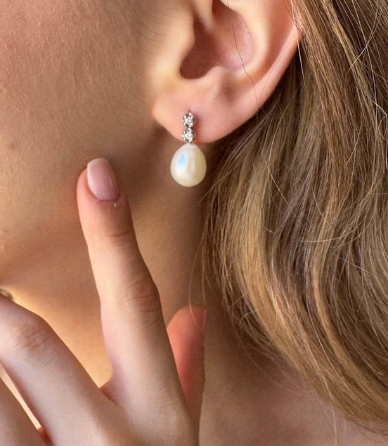 Damla Doğal İnci 0,20 Ct Pırlanta Küpe | | Birinci1926