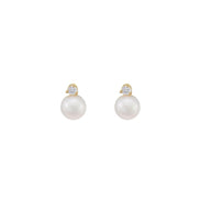 Three-Pronged Diamond Pearl Earrings