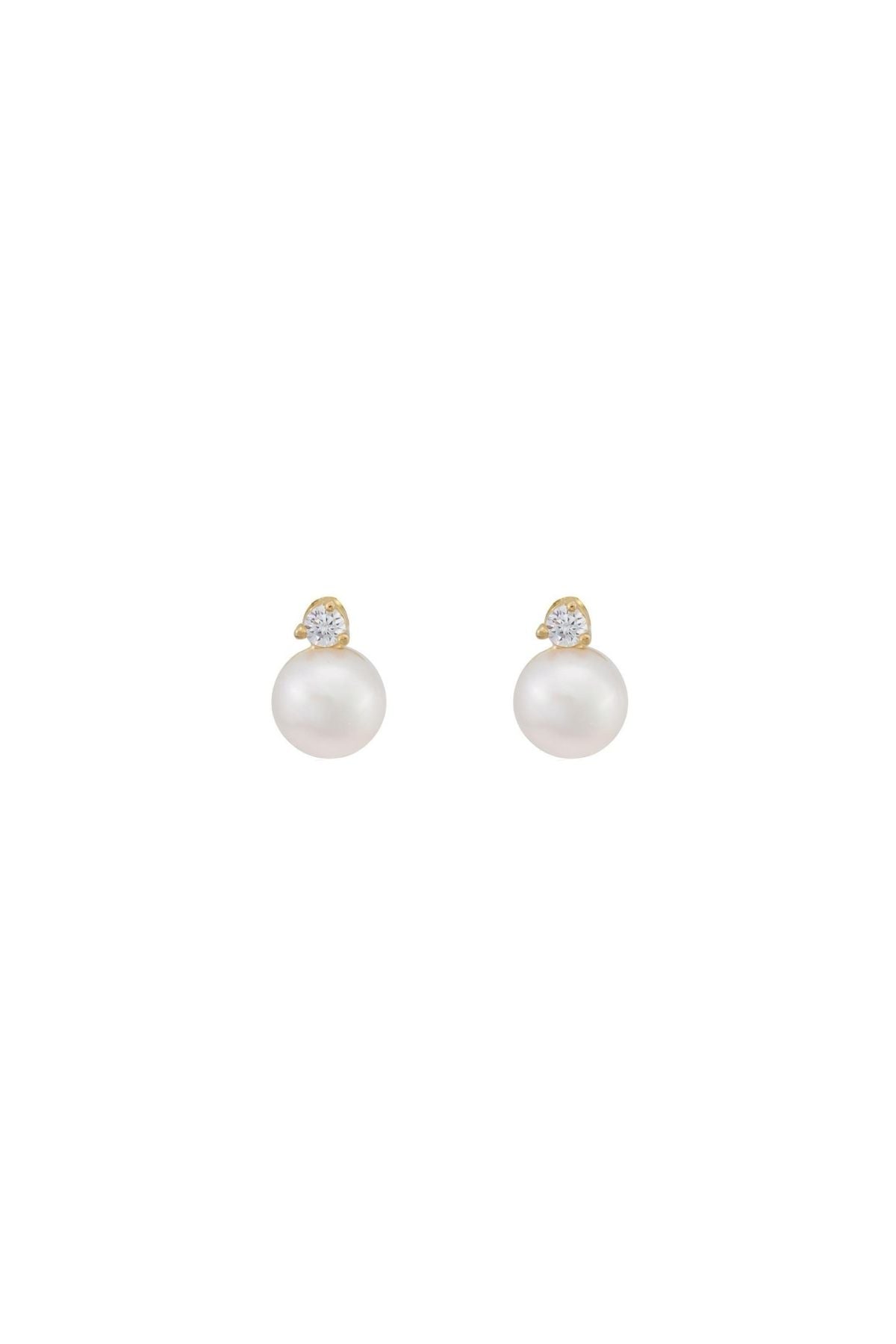 Three-Pronged Diamond Pearl Earrings