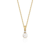 Three Pronged Diamond Natural Pearl Necklace
