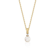 Three Pronged Diamond Natural Pearl Necklace