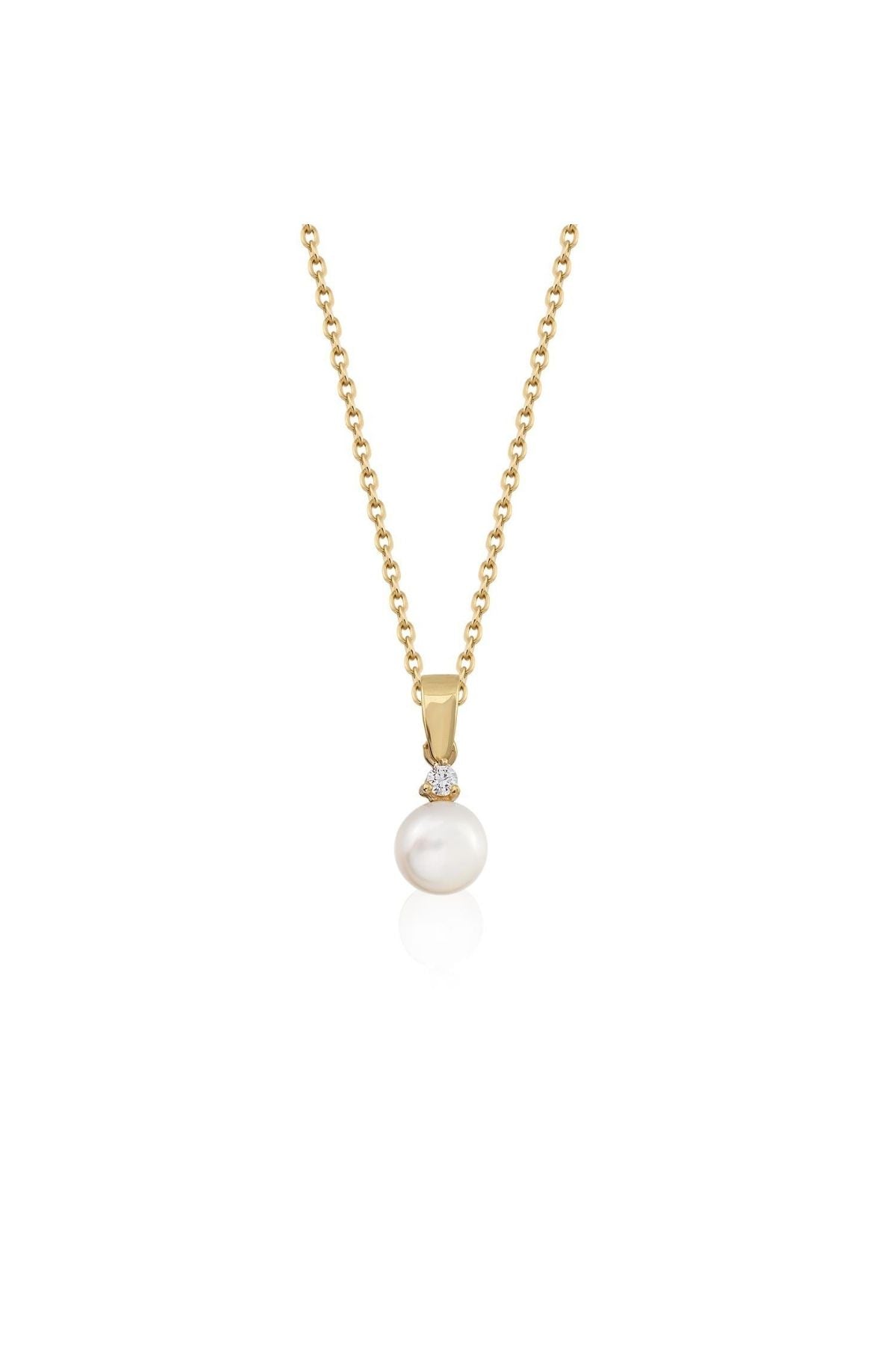 Three Pronged Diamond Natural Pearl Necklace