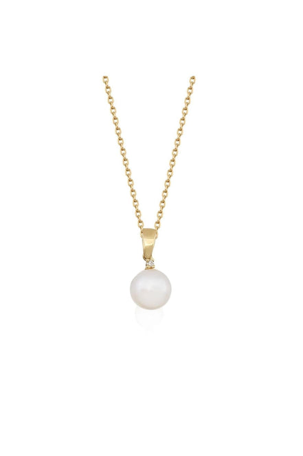 Four-Pronged Diamond Natural Pearl Necklace
