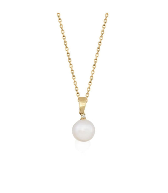 Four-Pronged Diamond Natural Pearl Necklace