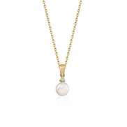Three Pronged Diamond Natural Pearl Necklace