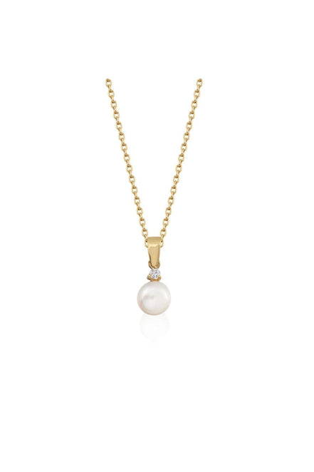 Three Pronged Diamond Natural Pearl Necklace