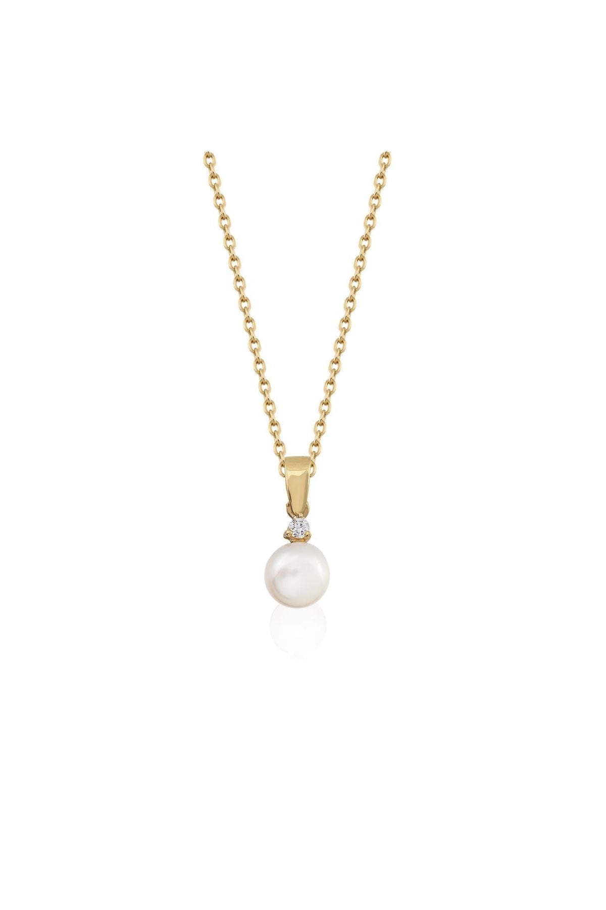Three Pronged Diamond Natural Pearl Necklace