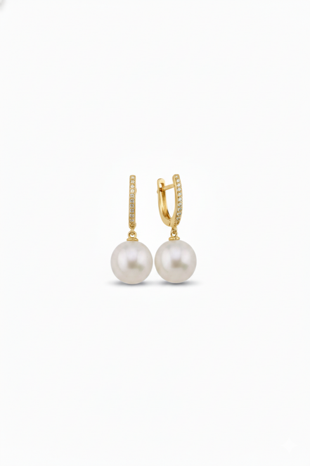 White Natural Pearl Stone Earrings