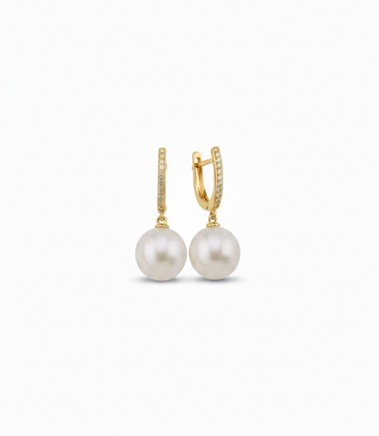 White Natural Pearl Stone Earrings