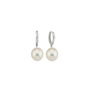 White Natural Pearl Hoop Earrings