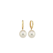 White Natural Pearl Hoop Earrings