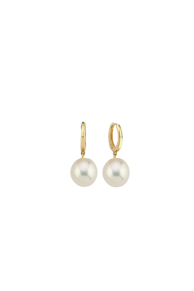 White Natural Pearl Hoop Earrings