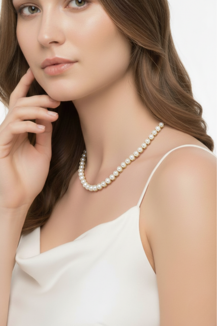 Three Strand Natural Pearl Necklace