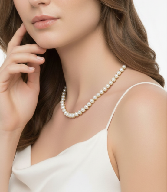 Three Strand Natural Pearl Necklace