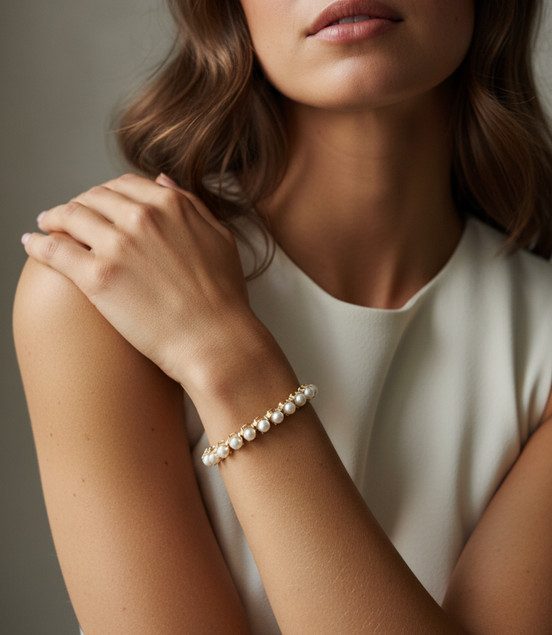 Three Pronged Natural Pearl Bracelet