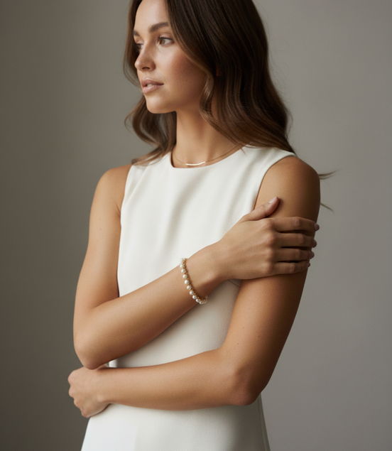 Four Pronged Natural Pearl Bracelet