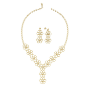 Çiçek Desenli Doğal İncili Kolye Küpe İkili Set | | Birinci1926