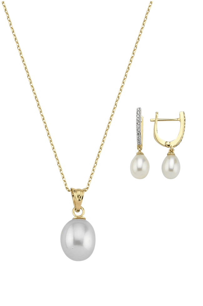 Damla Doğal İnci Kolye Küpe İkili Set | | Birinci1926