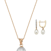 Drop Natural Pearl Necklace Earring Double Set