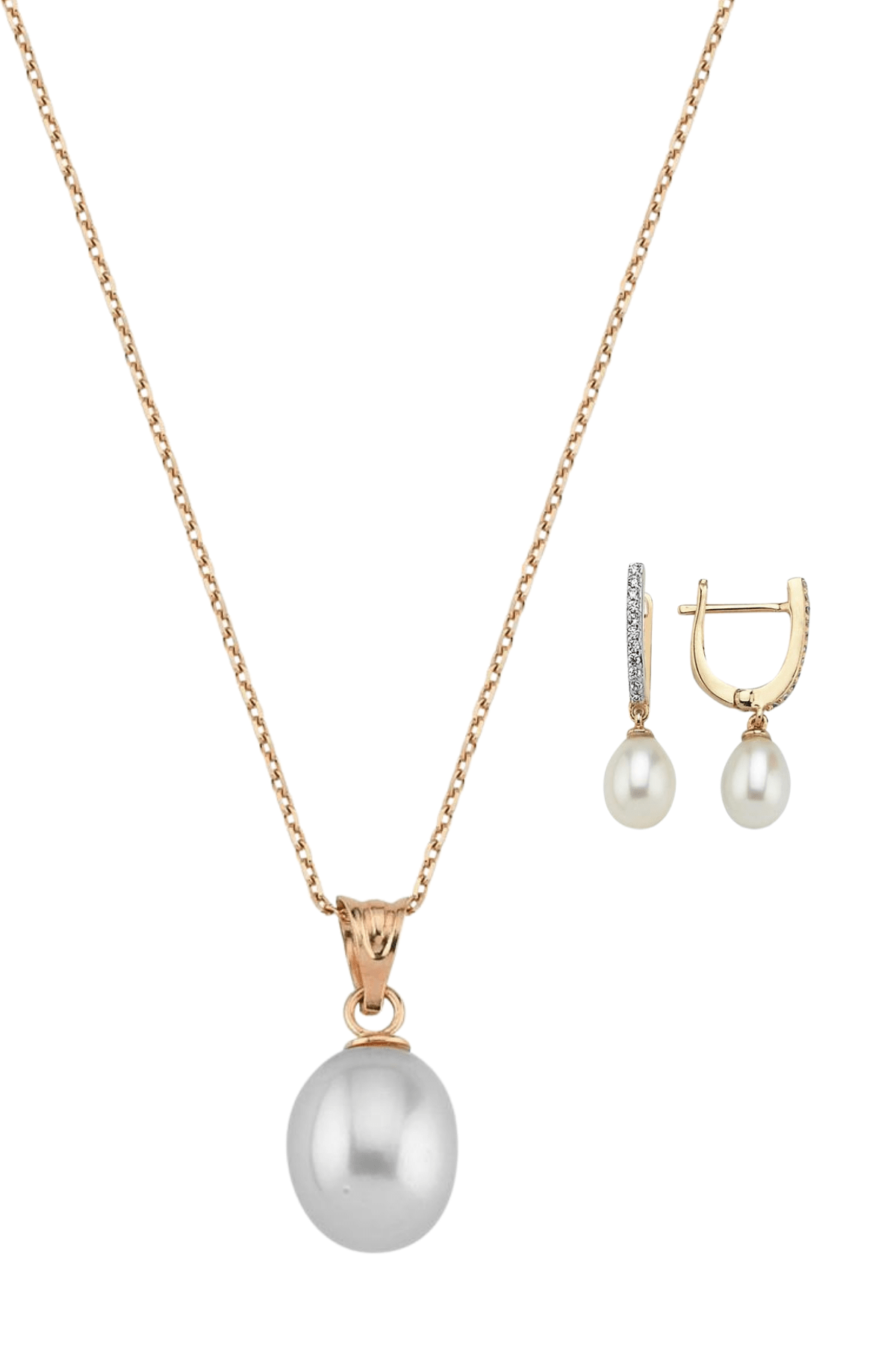 Drop Natural Pearl Necklace Earring Double Set